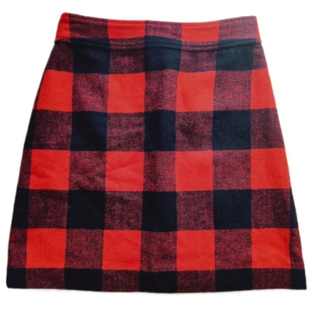 J. Crew wool blend buffalo plaid mini skirt EUC XS